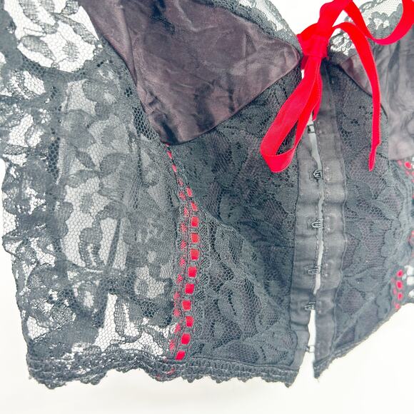 Nan Flower Womens VTG Vintage Coquette Whimsigoth Lace Cami Crop‎ Corset Top M - Picture 2 of 7